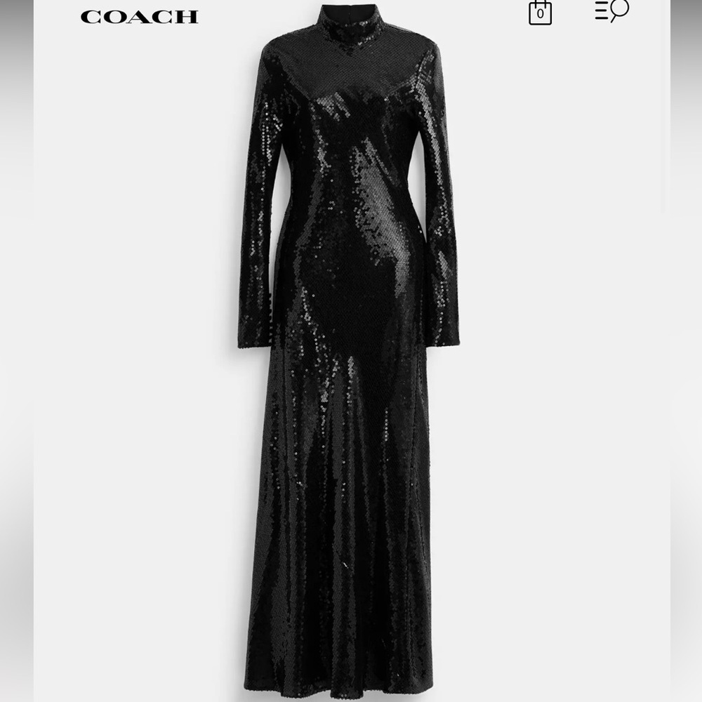Coach Black Sequin Bell Sleeve Gown